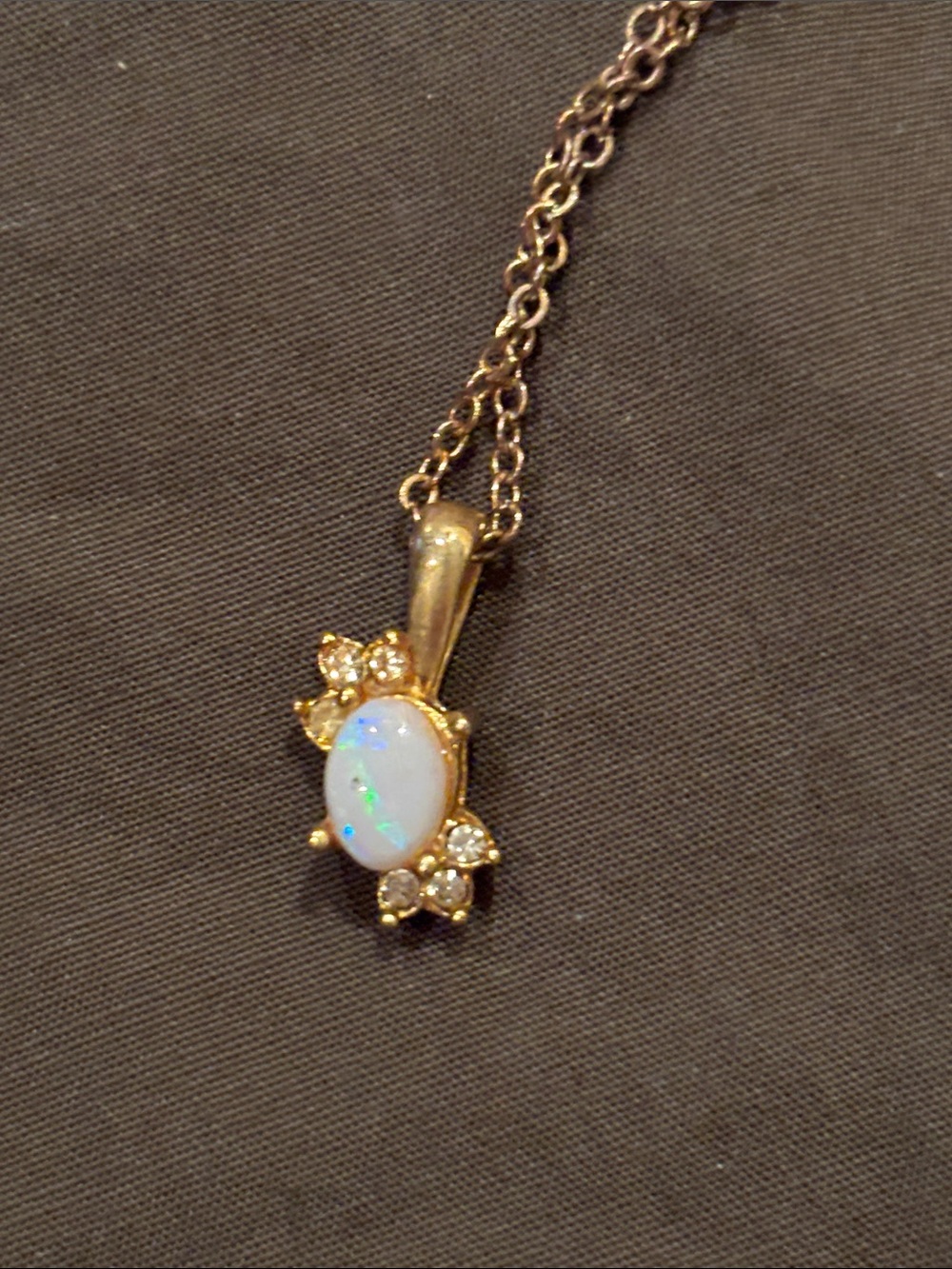 Gold Opal Pendant Necklace - Elegant White Opal Accent